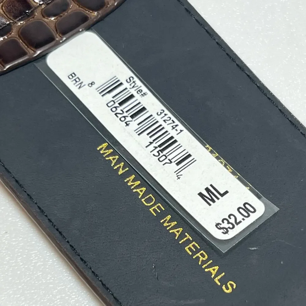 VTG 90s Faux Leather Reptile Print Belt Brown Black Accents Size Medium Large